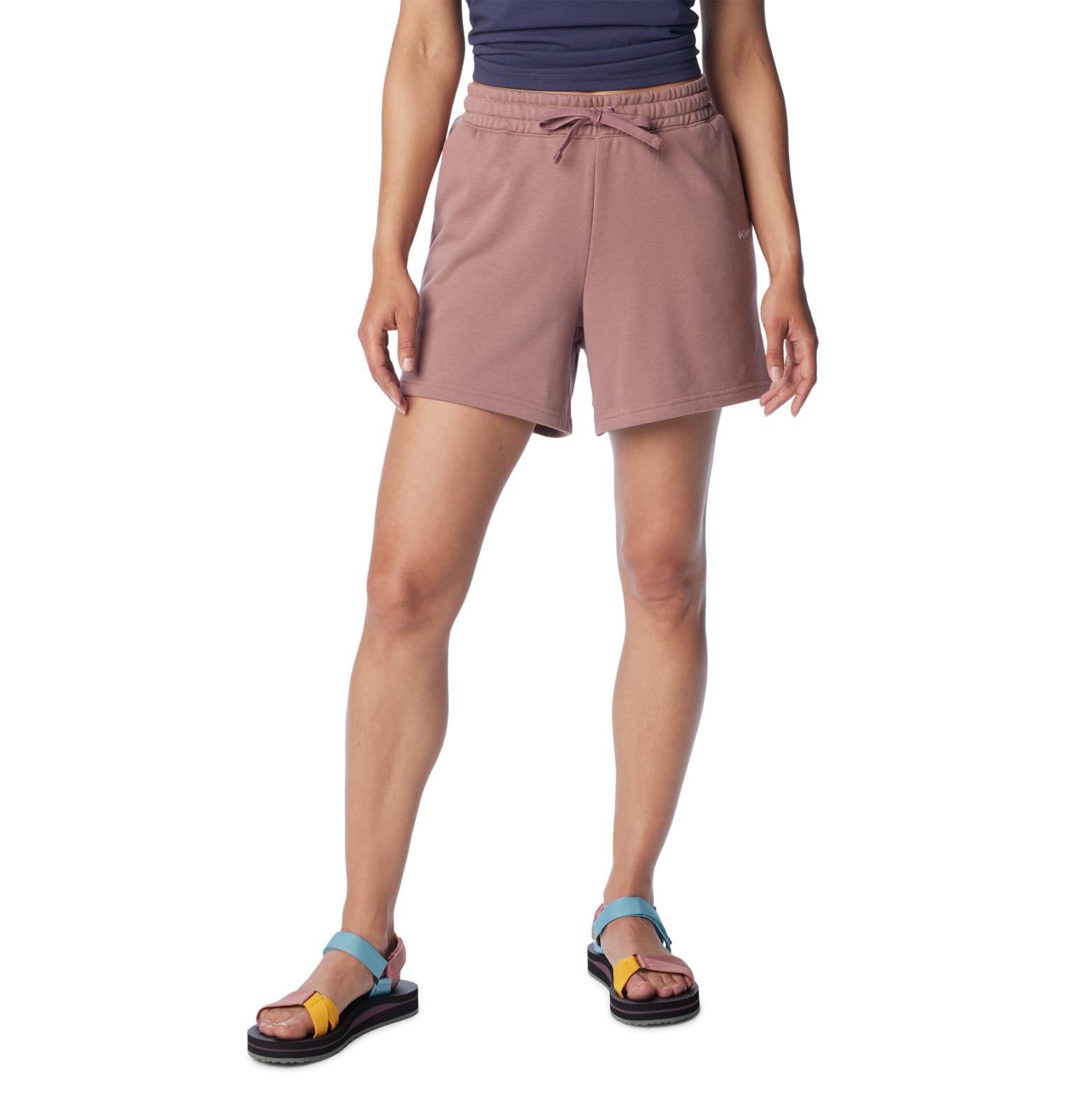 Columbia Women's Trek French Terry Short, Fig, pink, green, black new