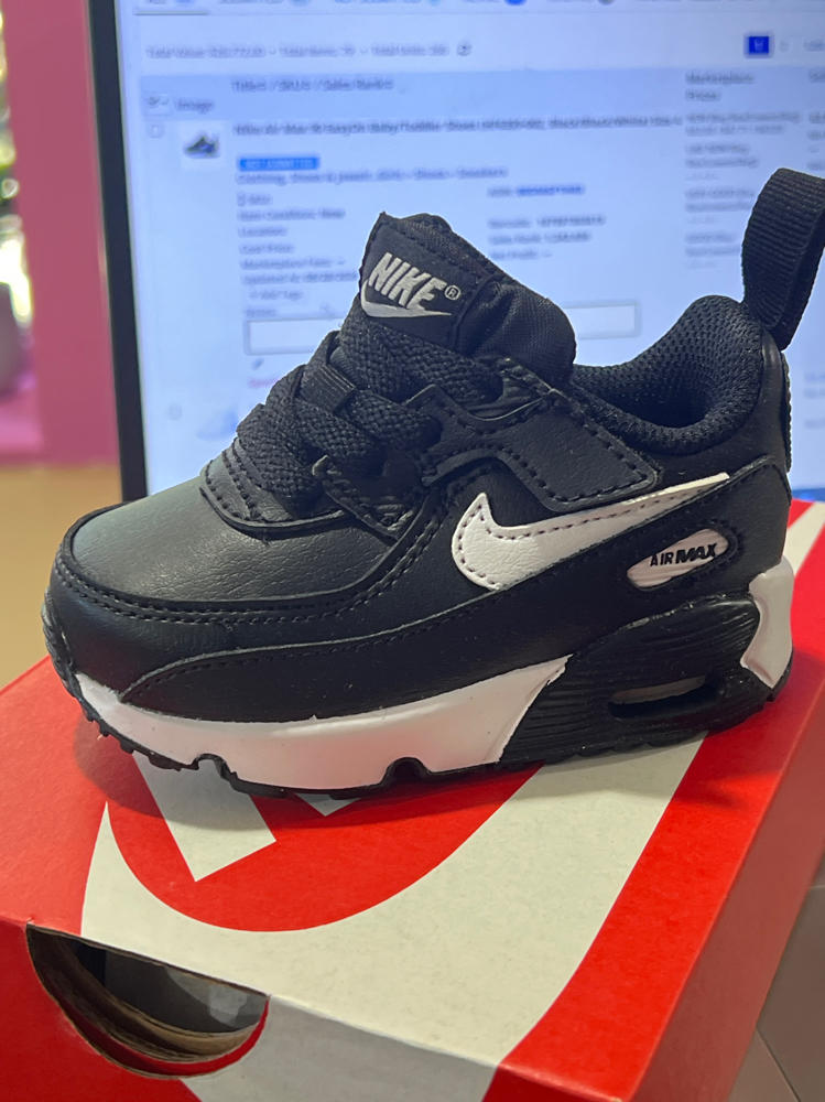 Nike Air Max 90 EasyOn Baby/Toddler Shoes (HF6359-002, Black/Black/White) Size 4c, 5c