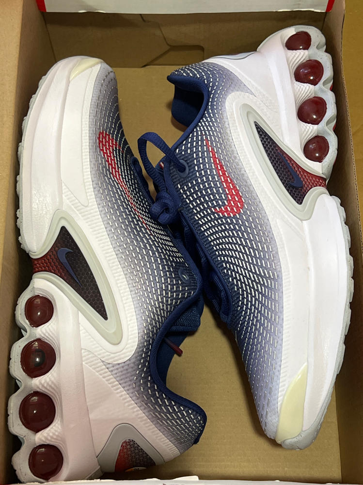 Nike Air Max Dn Big Kids' Shoes (HQ2869-100, White/Blue Void/Blue Void/Sport Red) Size 7