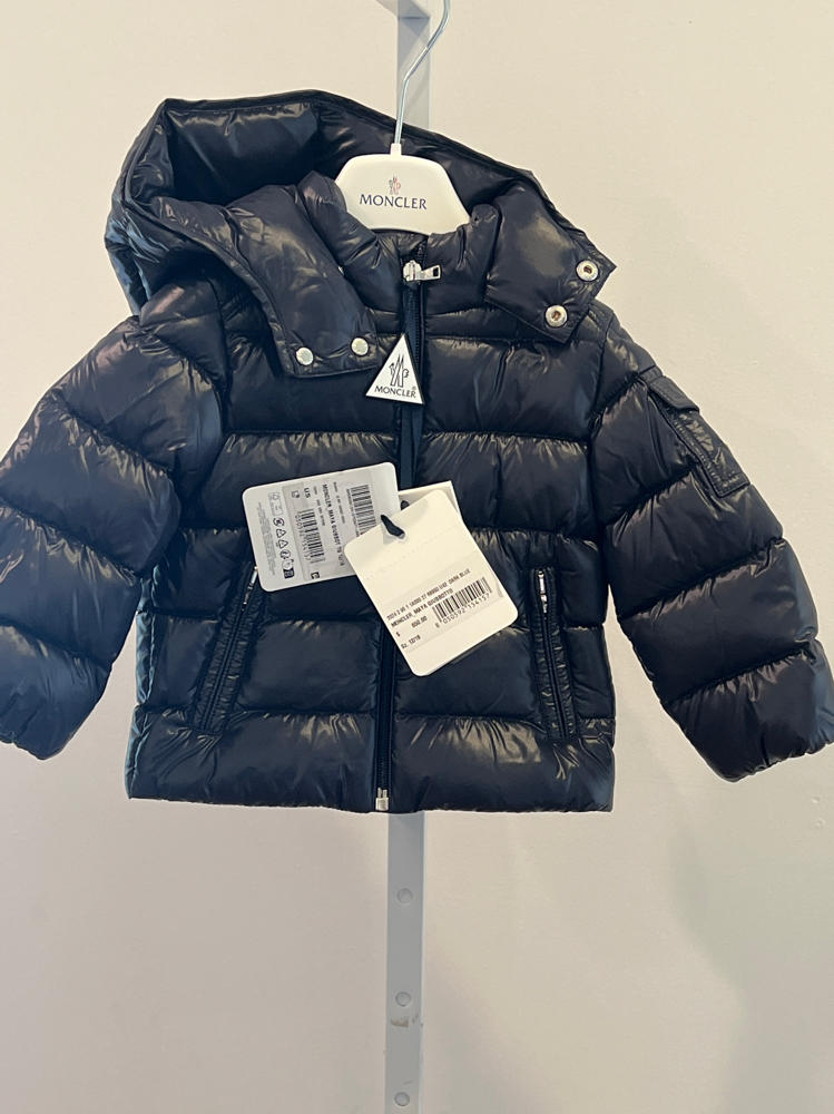Moncler Baby Boys' Quilted Maya Down Jacket with Full Zip dark blue