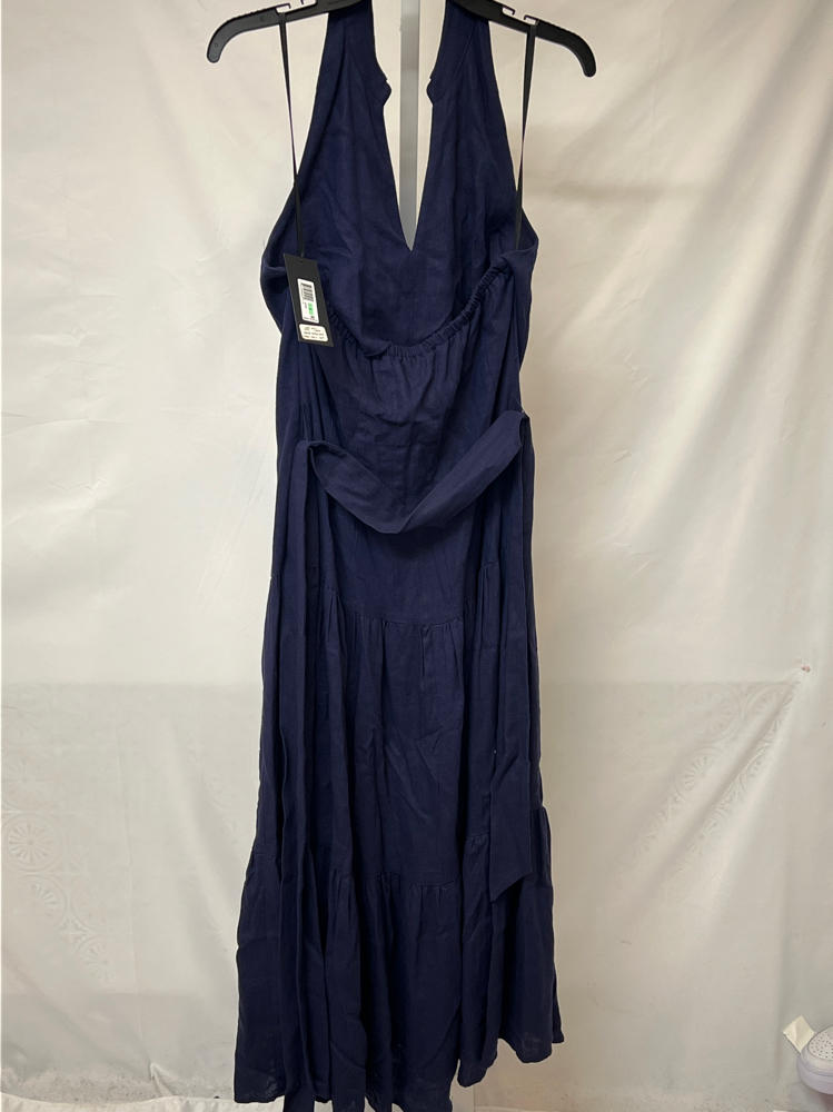 Donna Karan Linen Blend Halter A Line Dress