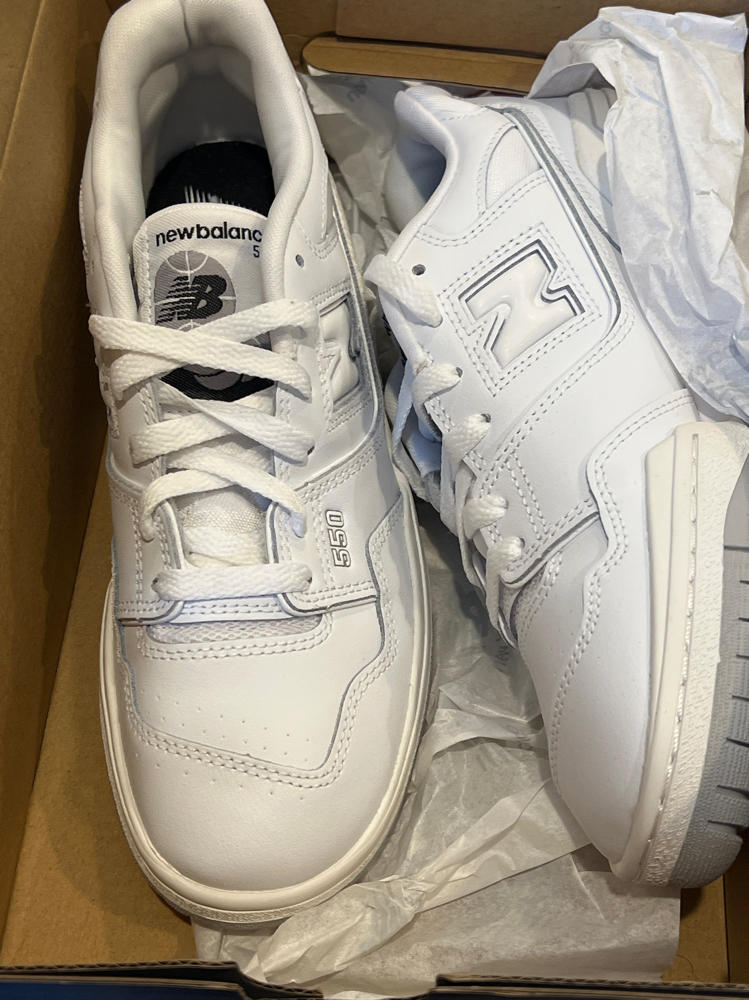 New Balance 550 GS Boys Shoes Size 7, Color: White/White boys