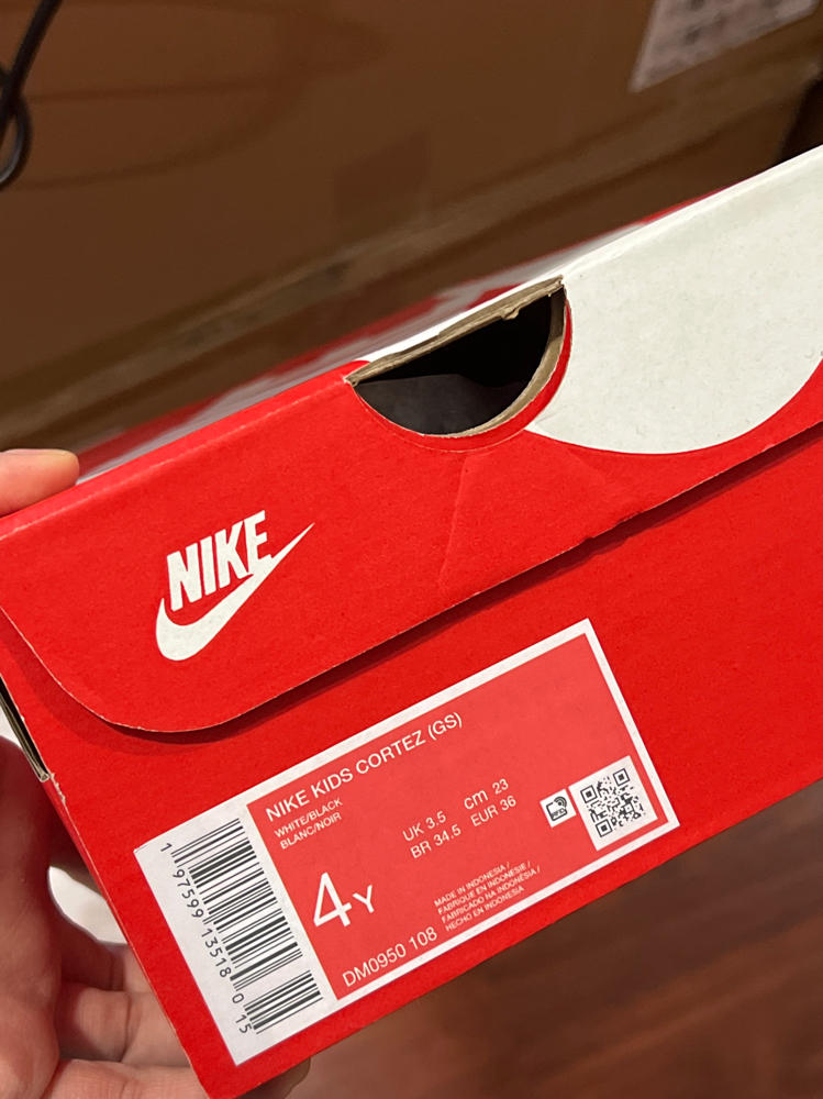 Nike Cortez Big Kids' Shoes (DM0950-108, White/Black) Size 4