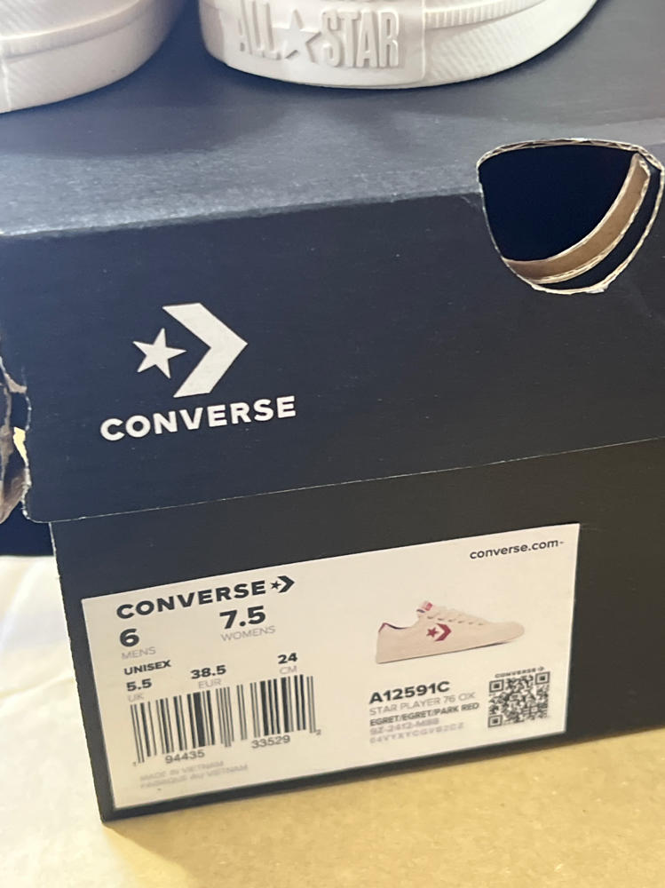 Converse Star Player 76 - Women's (A12591C, Egret/Park Red/Egret) Size 7.5
