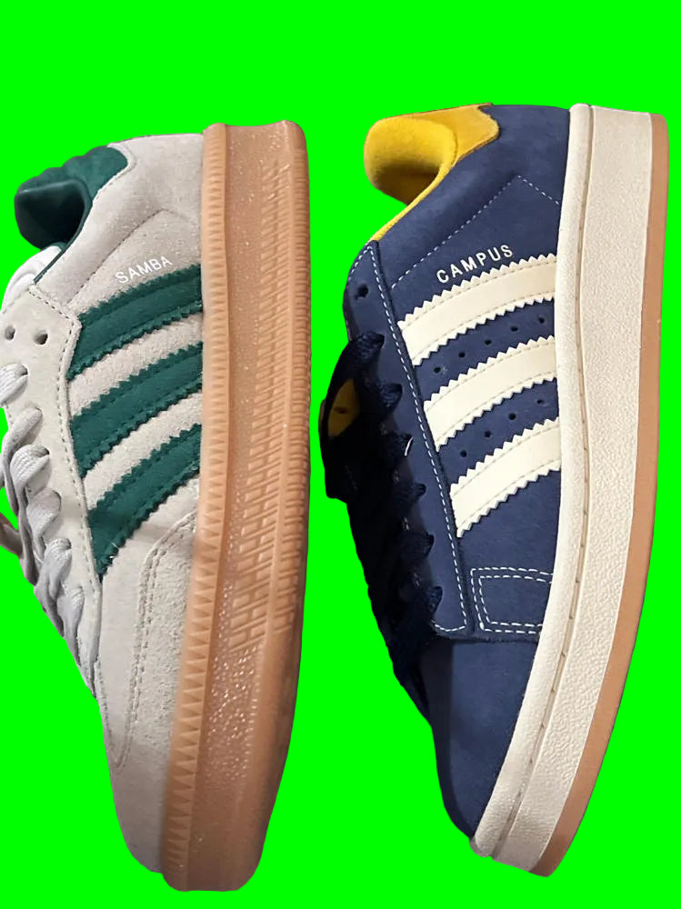 Adidas Samba XLG Originals GS Boys Shoes kids  Color: Taupe/Green , indigo/gold