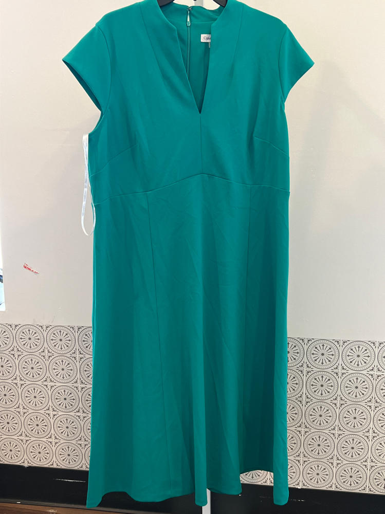 Calvin Klein Plus Size V-Neck Short-Sleeve a-Line Dress - Jungle Size 16W