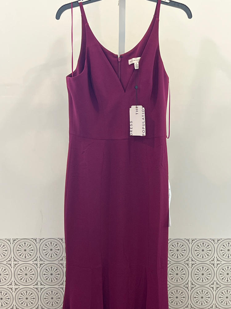Dress the Population Dark Magenta Iris Dress slit gown Size M