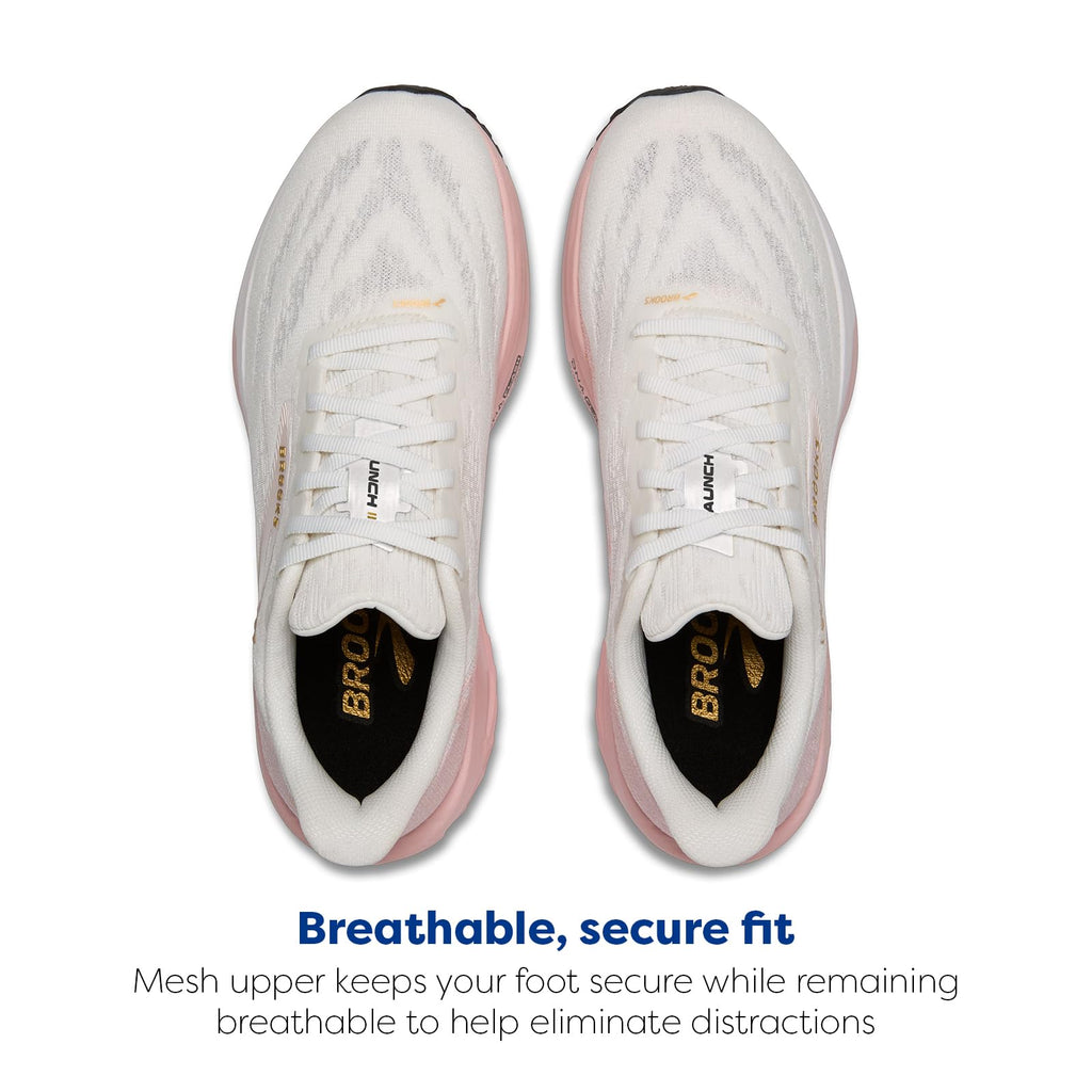 Brooks Women’s Launch 11 Neutral Running Shoe - White/Gold/Pink - 11 Medium