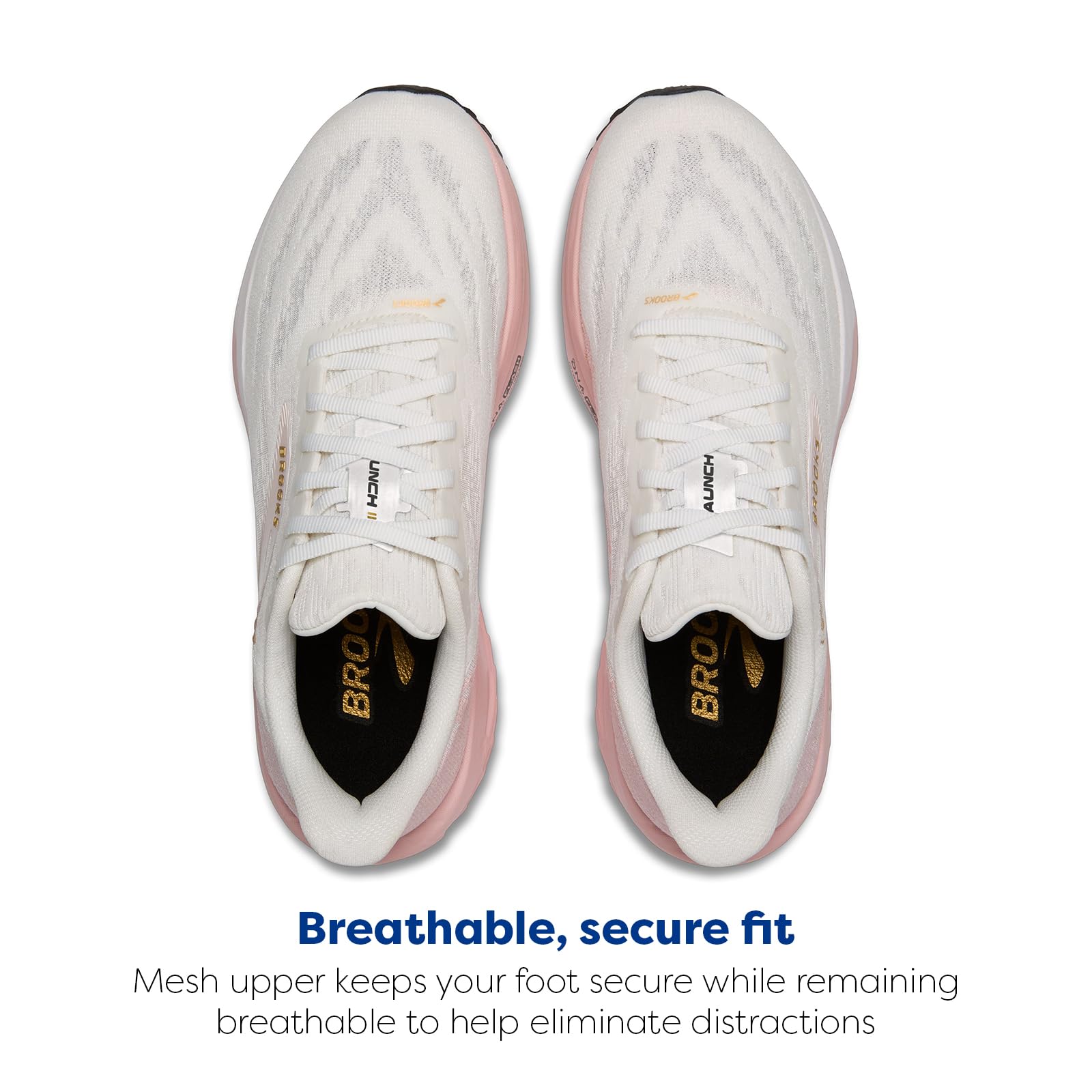 Brooks Women’s Launch 11 Neutral Running Shoe - White/Gold/Pink - 11 Medium