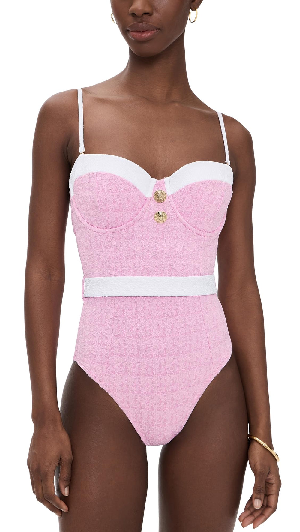 L'AGENCE Women's Amie Colorblock Chic One Piece Swim Suit, Blush, M