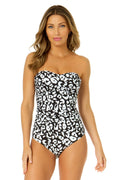 anne cole Women's Wild Cat Twist Front Shirred One Piece Swimsuit