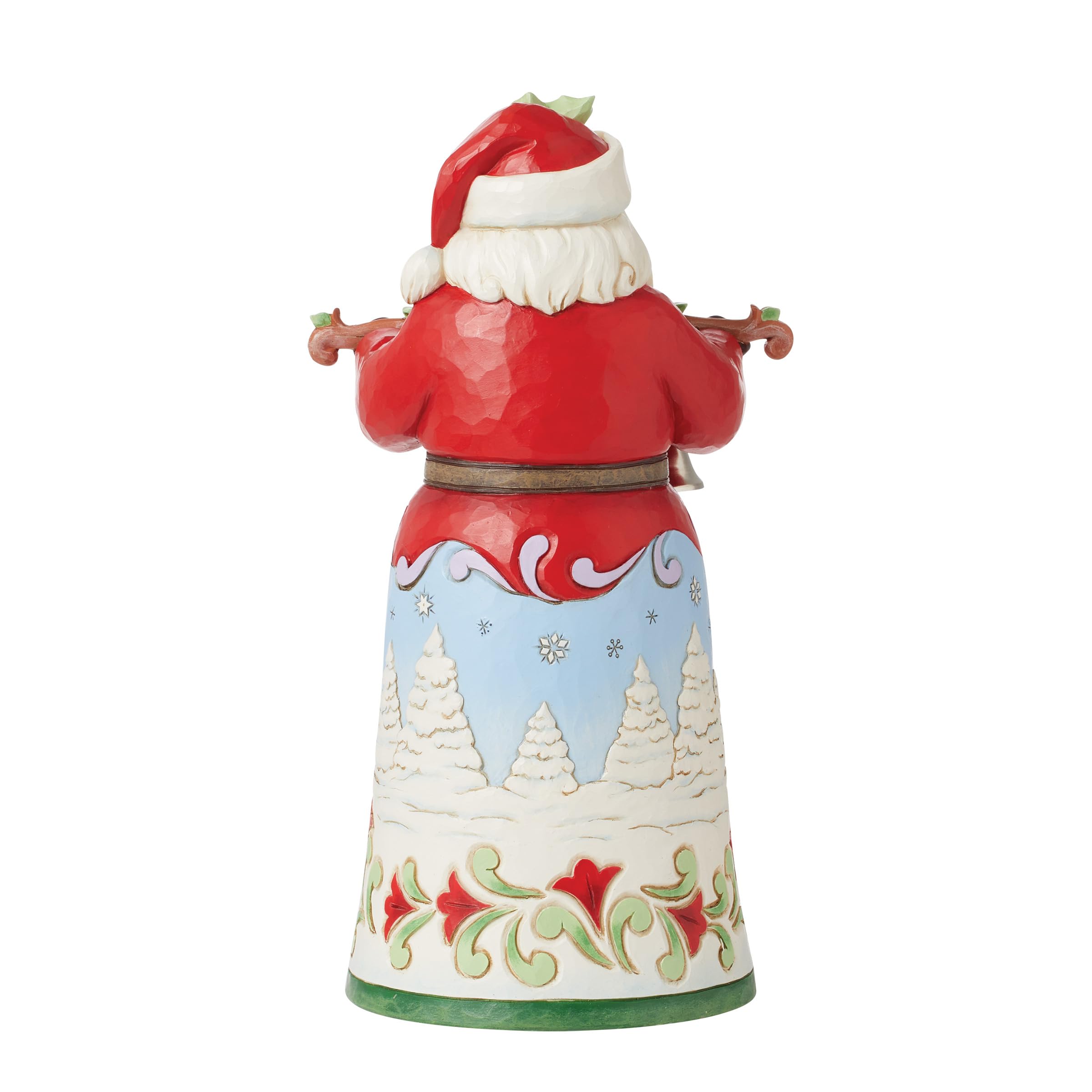 Enesco Jim Shore Heartwood Creek 18th Annual Song Series Christmas Day Santa with Bells Figurine- Stone Resin Hand Painted Crafted Collectible Santa Figurines Christmas Home Decor Statue, 10.04 Inch