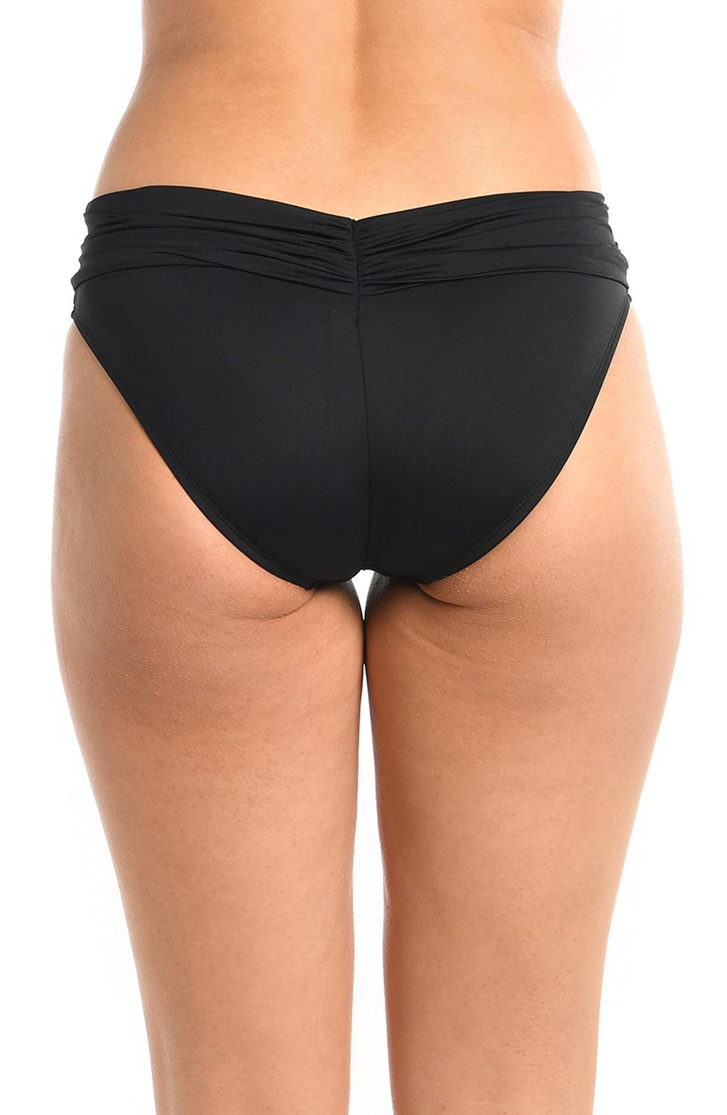 La Blanca Women's Standard Island Goddess Shirred Band Hipster Bikini Swimsuit Bottom, Black, 12