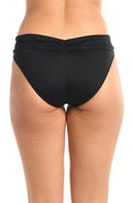 La Blanca Women's Standard Island Goddess Shirred Band Hipster Bikini Swimsuit Bottom, Black, 10