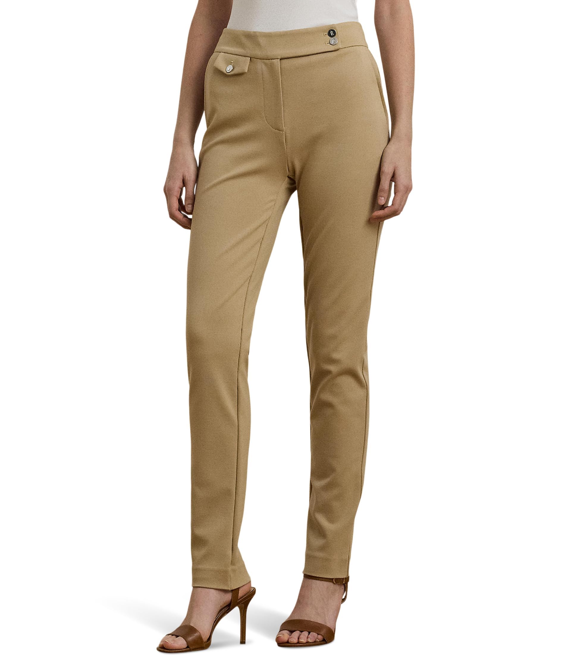 Lauren Ralph Lauren, Womens, Ponte Ankle Pants, Birch Tan, Size: Medium, Inseam: 28