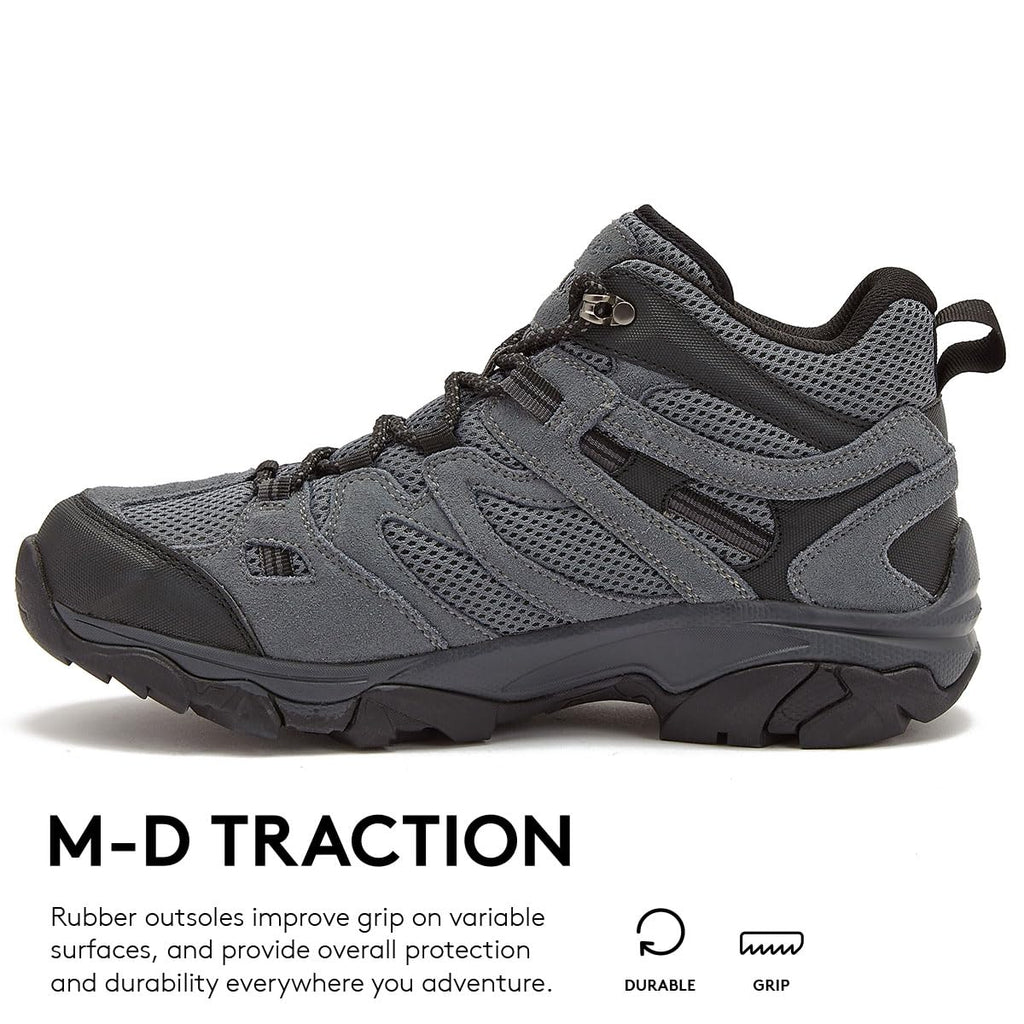 HI-TEC Ravus WP Mid Waterproof Hiking Boots for Men, Lightweight Breathable Outdoor Trekking Shoes - Dark Grey, 10 Medium