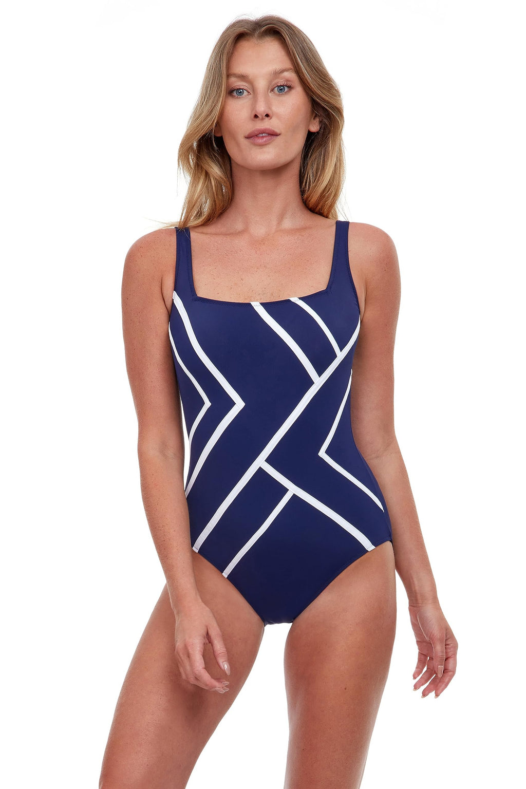 Gottex Women's Mirage Square Neck One Piece Swimsuit Essential with Soft Cups, Tummy Control and Adjustable Straps