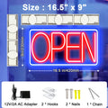16.5" X 9" Led Neon Open Signs for Business - 12V/2A Ultra Bright Led Neon Sign with ON/OFF Switch - Plug In Electric Light Up Sign for Bar, Salon, Coffee Stores, Club, Hotel (Horizontal)