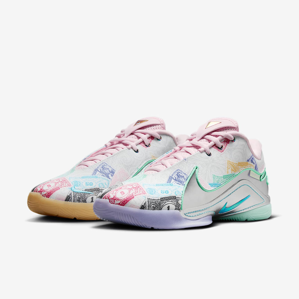 Lebron XXII Currency Basketball Shoes (FZ1097-100, White/Green Glow/Pink Foam/Baltic Blue) Size 8