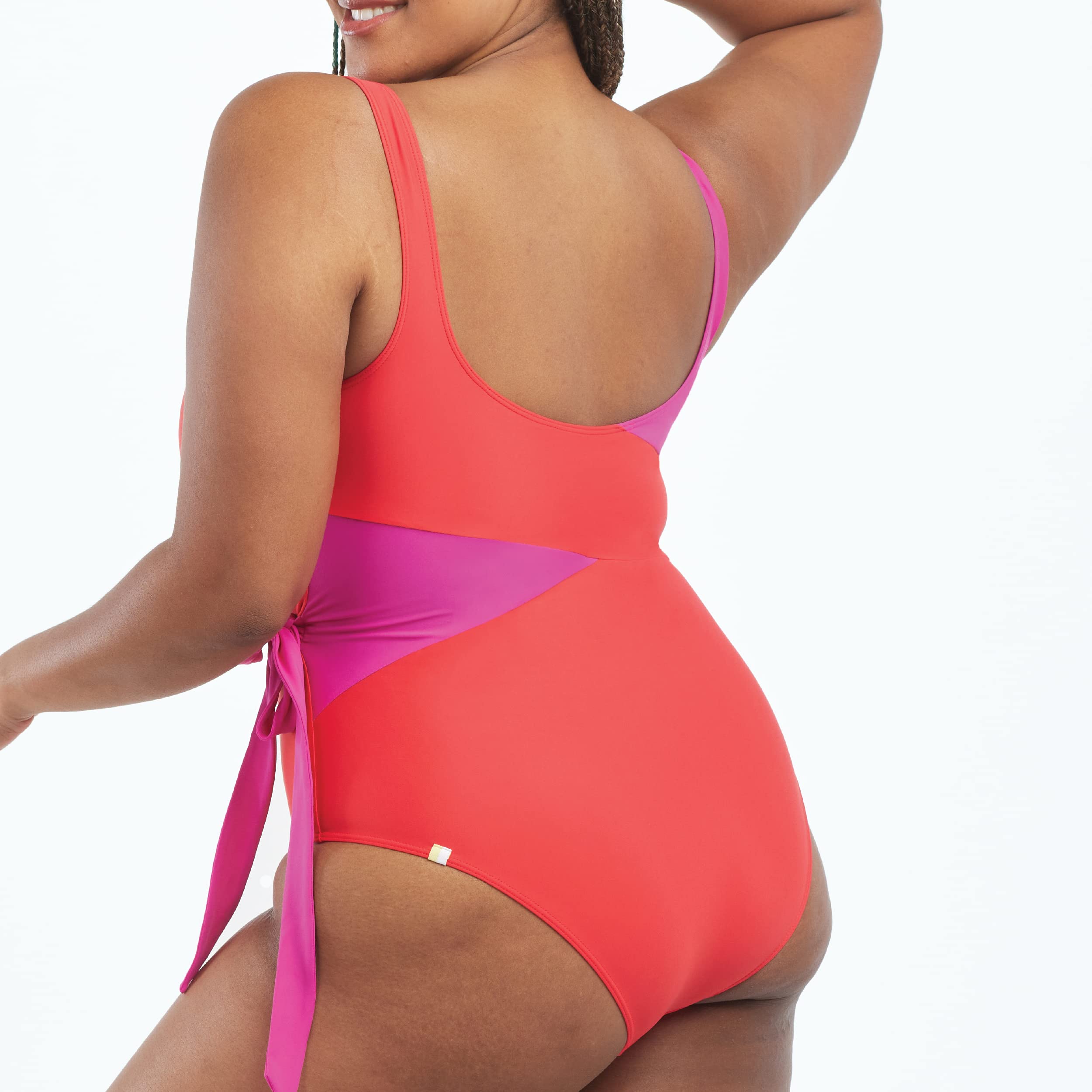 SUMMERSALT The Perfect Wrap One Piece Swimsuit, Hibiscus/Grapefruit