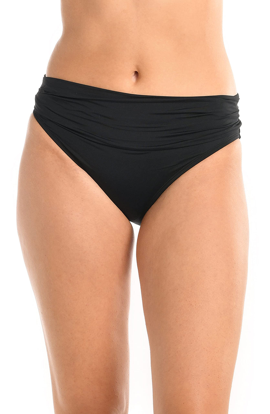 La Blanca Women's Standard Island Goddess Shirred Band Hipster Bikini Swimsuit Bottom, Black, 12