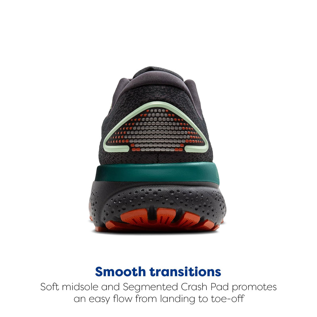 Brooks Men’s Ghost 16 Neutral Running Shoe - Blackened Pearl/June Bug/Green - 13 Medium