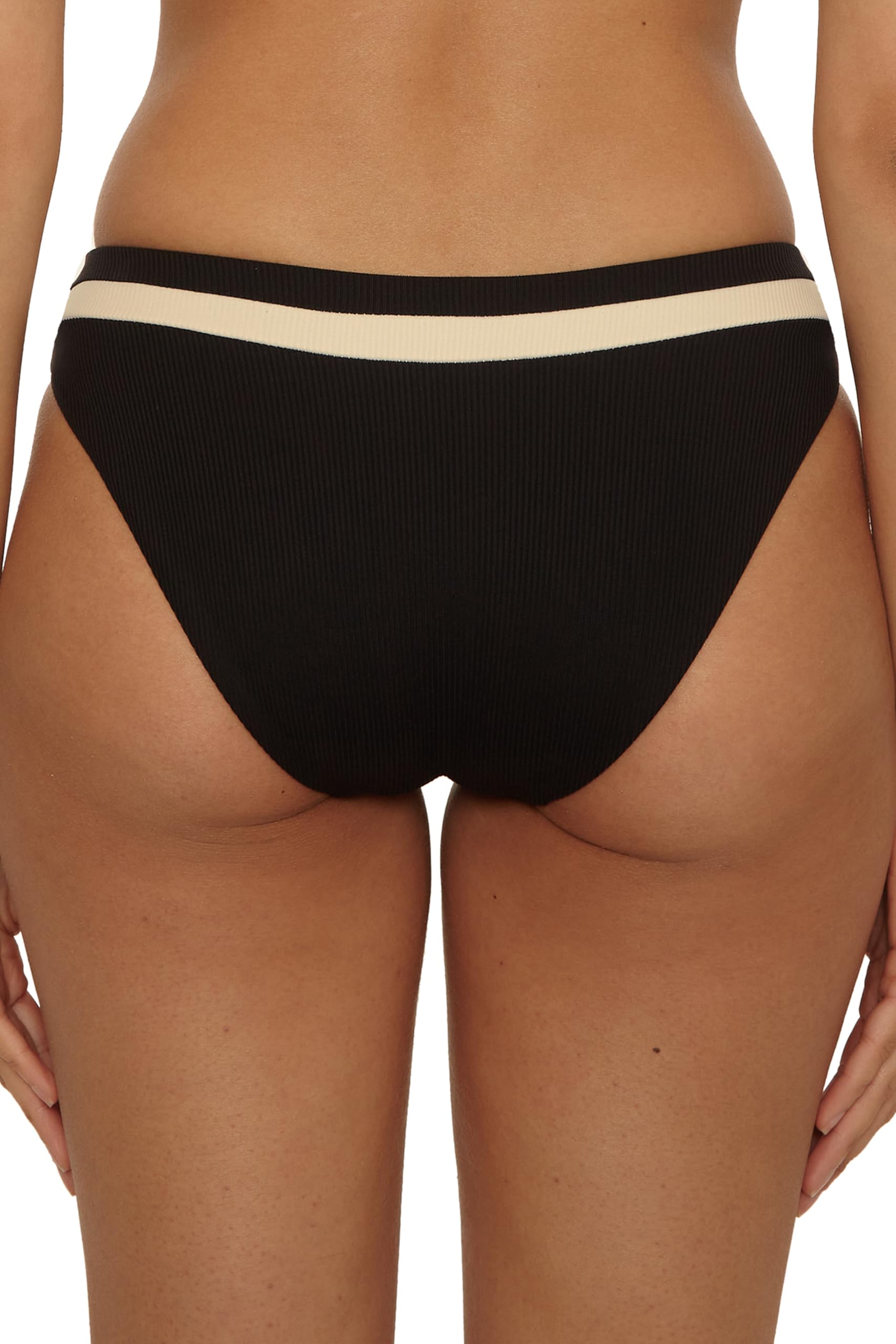 BECCA Coast Line - Women's Hipster Bikini Bottom, Cheeky Coverage, Swimwear Separates for Women, Black Tan, Small
