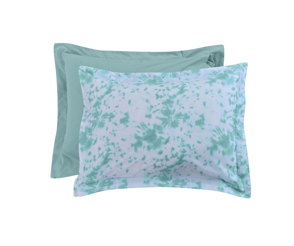 Elegant Comfort Reversible 10-Piece Comforter Set, Tie-Dye Print, Decorative Pillow and Fitted Sheet with Smart Pockets, Soft, Plush, Lightweight Material, 10pc Tie-Dye Set, Cali King, Aqua Mint