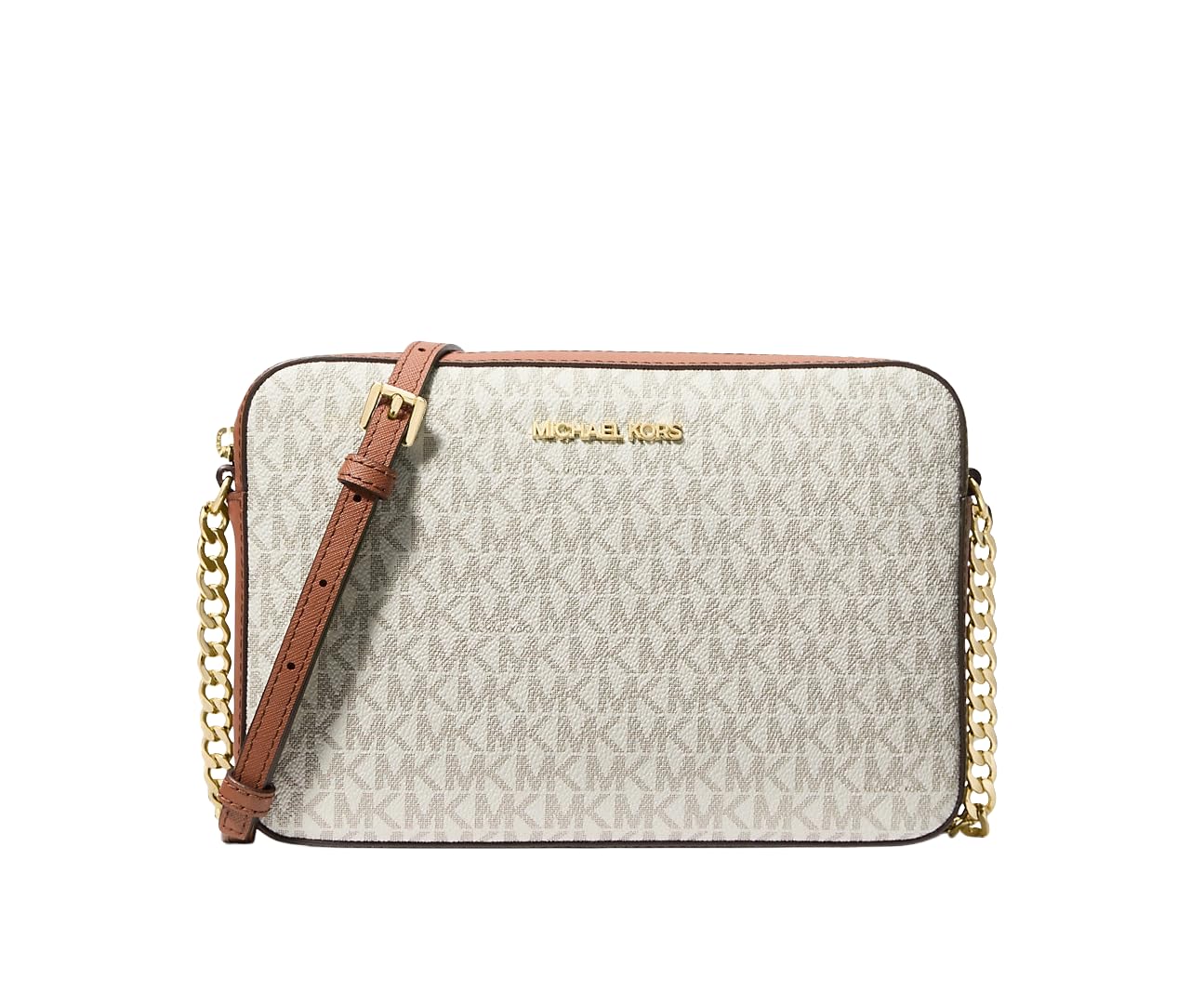 Michael Kors Jet Set Large Crossbody, Gold-Tone Hardware/Vanilla, One Size