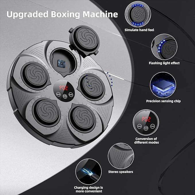 Jayflaw Music Boxing Machine, Electronic Bluetooth Music Boxing Equipment Wall Mount, Large Adult Youth Professional Boxing Training Punching Equipment with Boxing Gloves, Boxing Game for Gym and Home