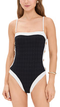 L'AGENCE Women's Tory Colorblock Chic Bandeau One Piece, Black, M