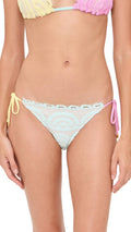 PQ Swim Women's Lace Tie Side Full Bikini Bottoms, Sweet Pea, L