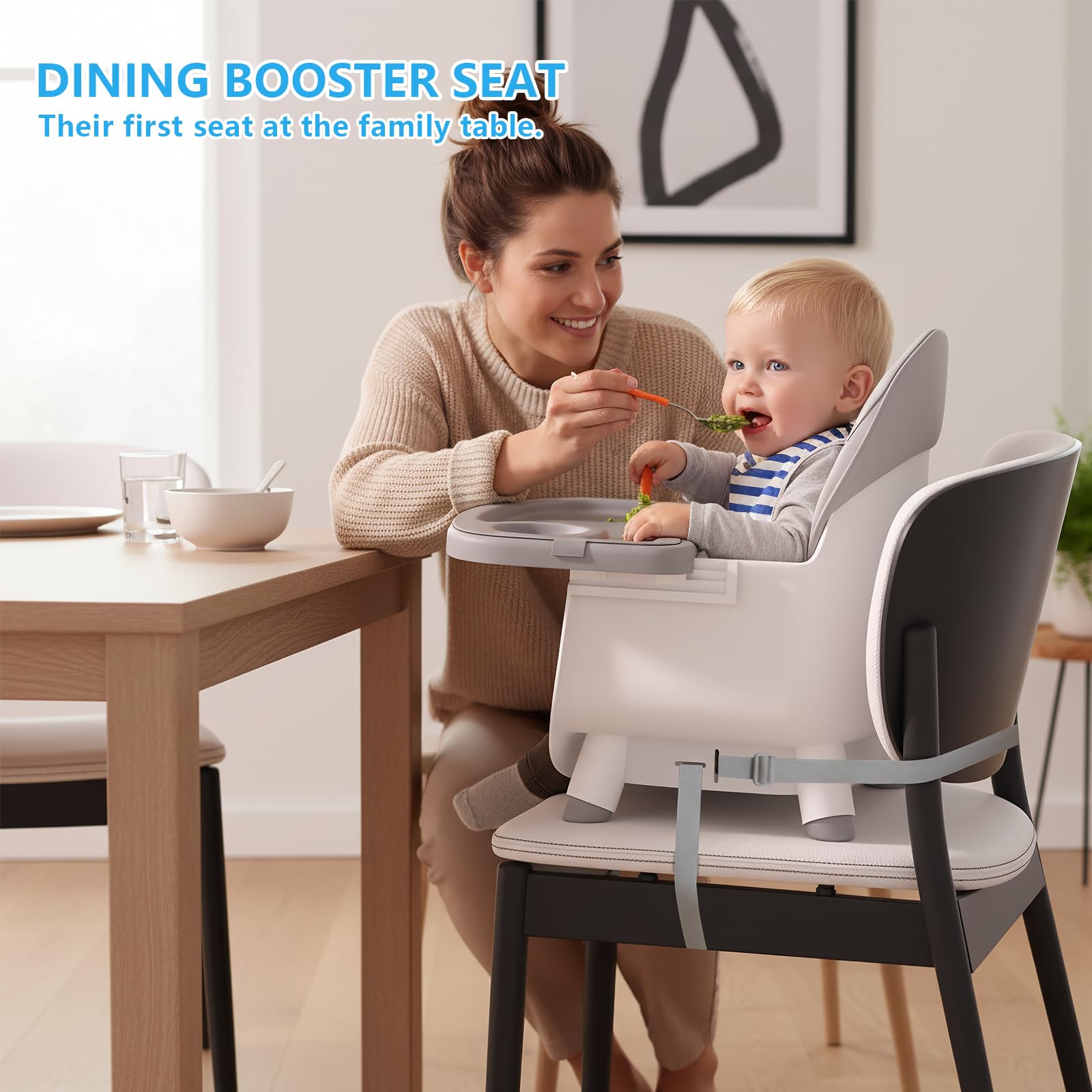6 in 1 Baby High Chair for Babies and Toddlers, Booster Seat, Kids Learning Table & Chair (Grey)