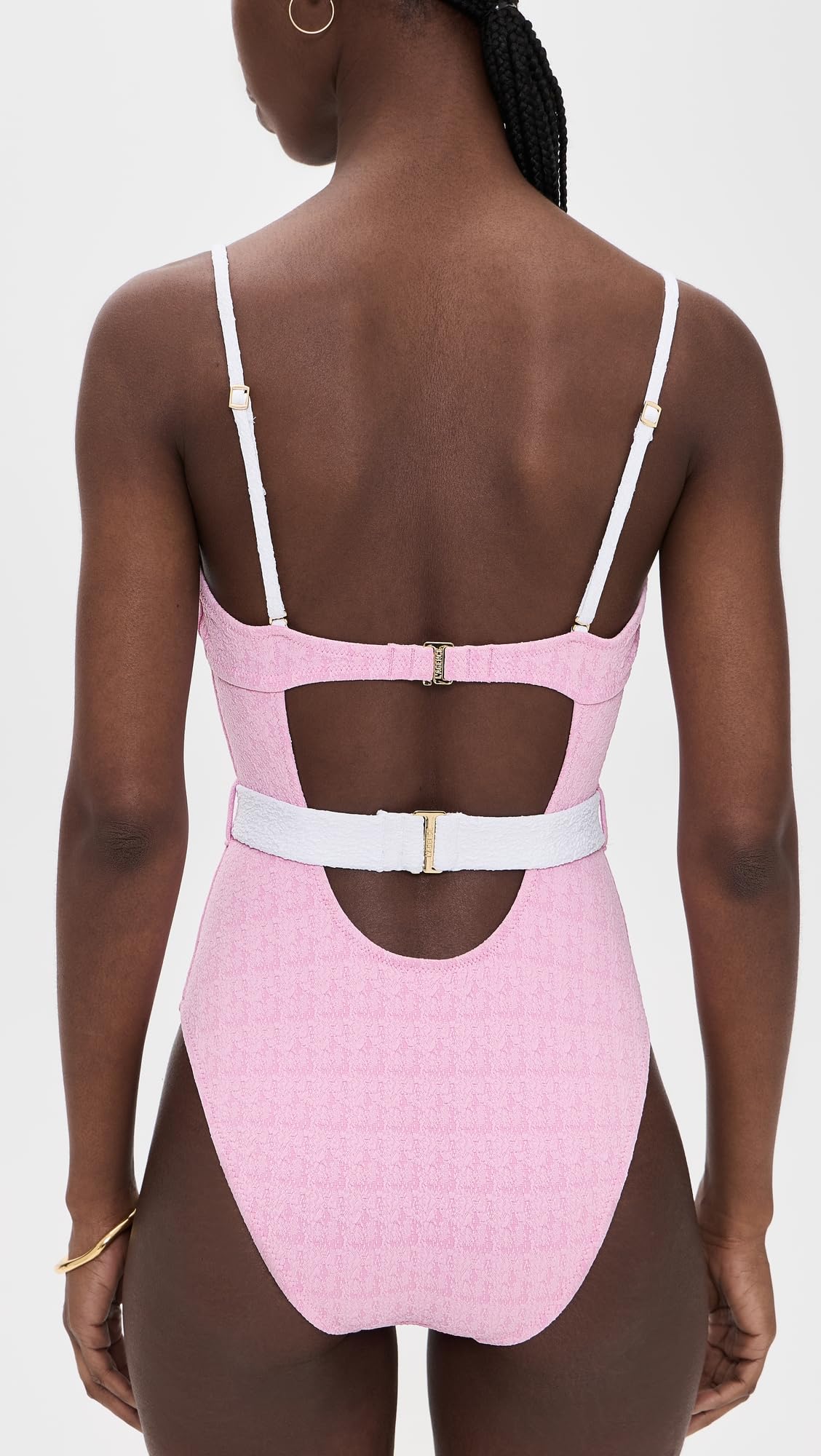 L'AGENCE Women's Amie Colorblock Chic One Piece Swim Suit, Blush, M