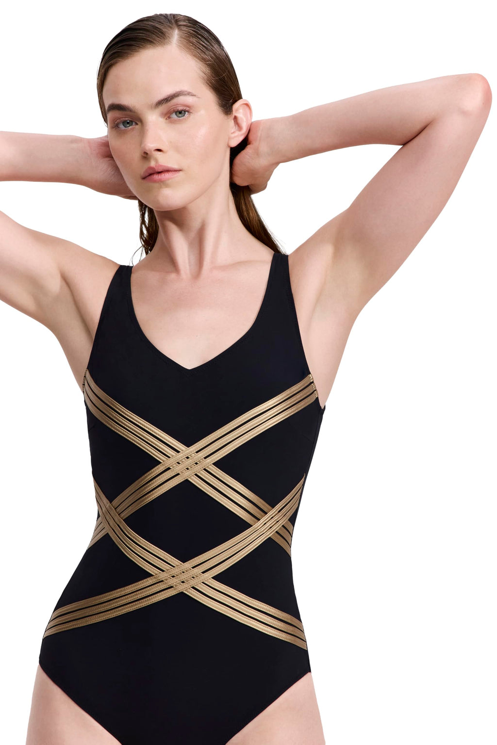Gottex Embrace One Piece Swimsuit- Built-in Soft Cups, Tummy Control, sz 16 Front and Back Lining, Classic Bottom Coverage