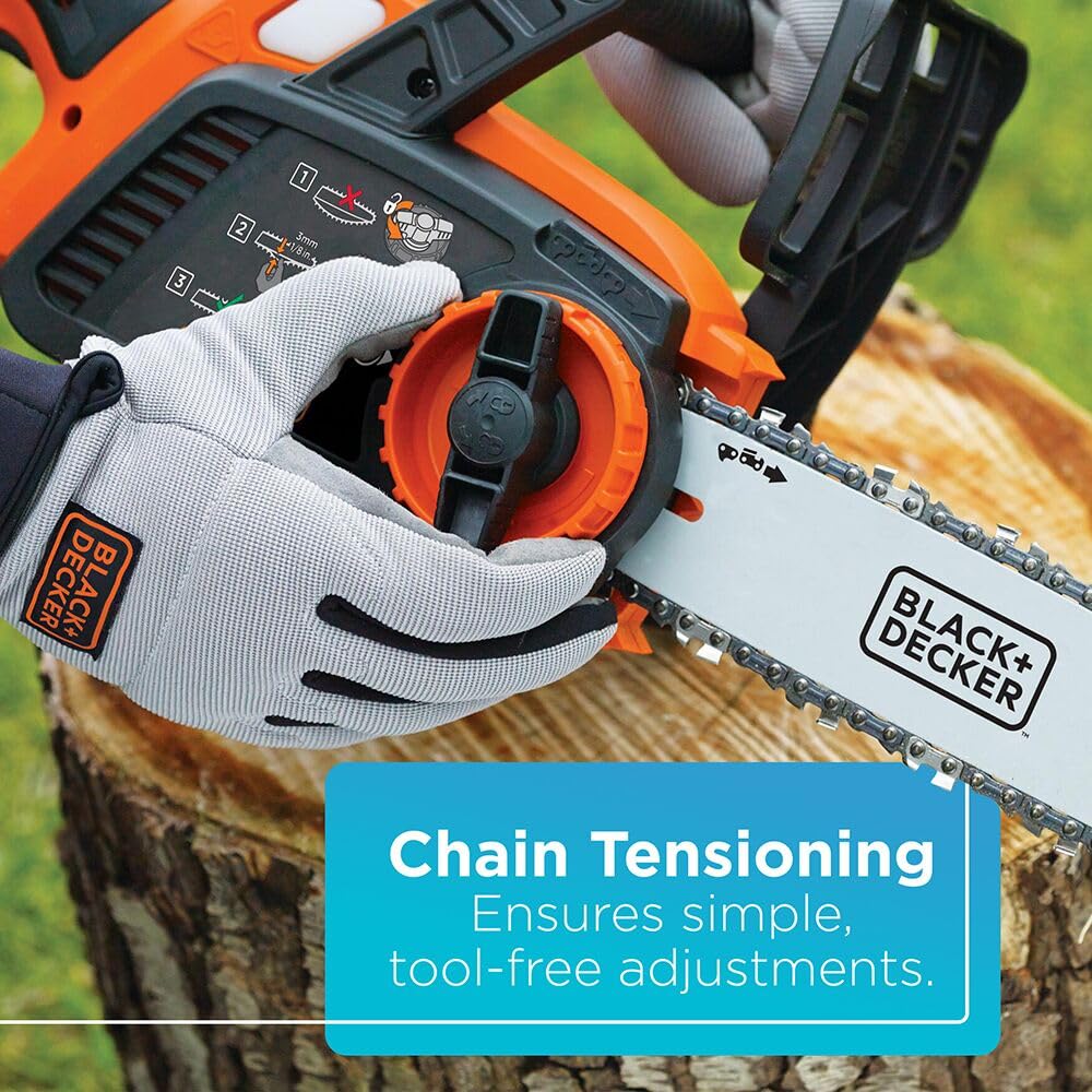 BLACK+DECKER 40V MAX Electric Chainsaw Cordless, 12 Inch Battery Chainsaw, Battery and Charger Included, Longer Runtime, Lightweight Rechargeable (LCS1240)