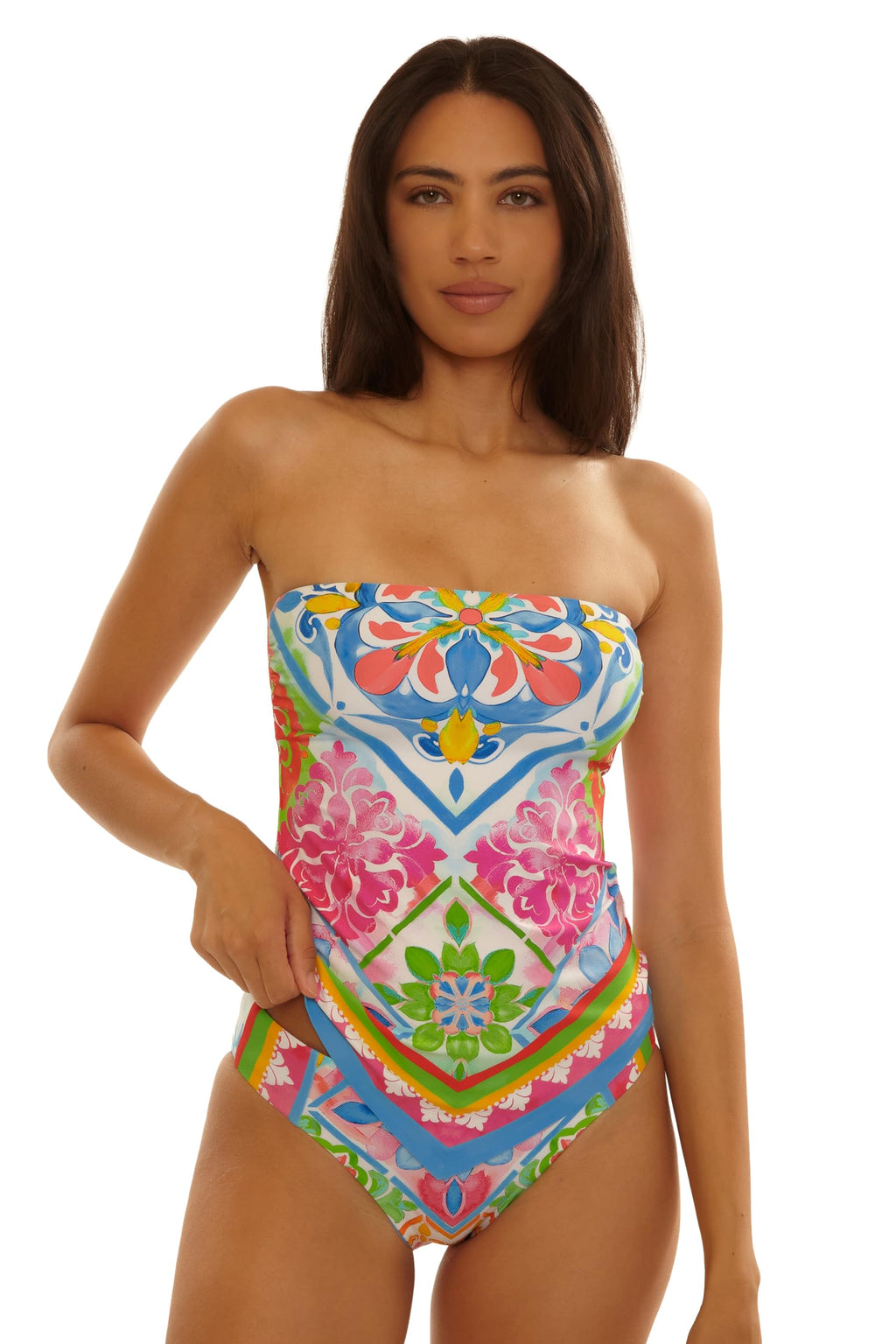 BECCA Mijas - Women's American Tab Bikini Bottom, Cheeky Coverage, Swimwear Separates for Women, Multicolor, Medium