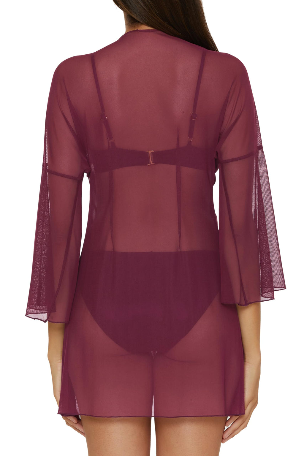 BECCA Muse - Women's Mesh Tunic, Casual, Sheer, Beach Cover Ups for Women, Aubergine, Medium