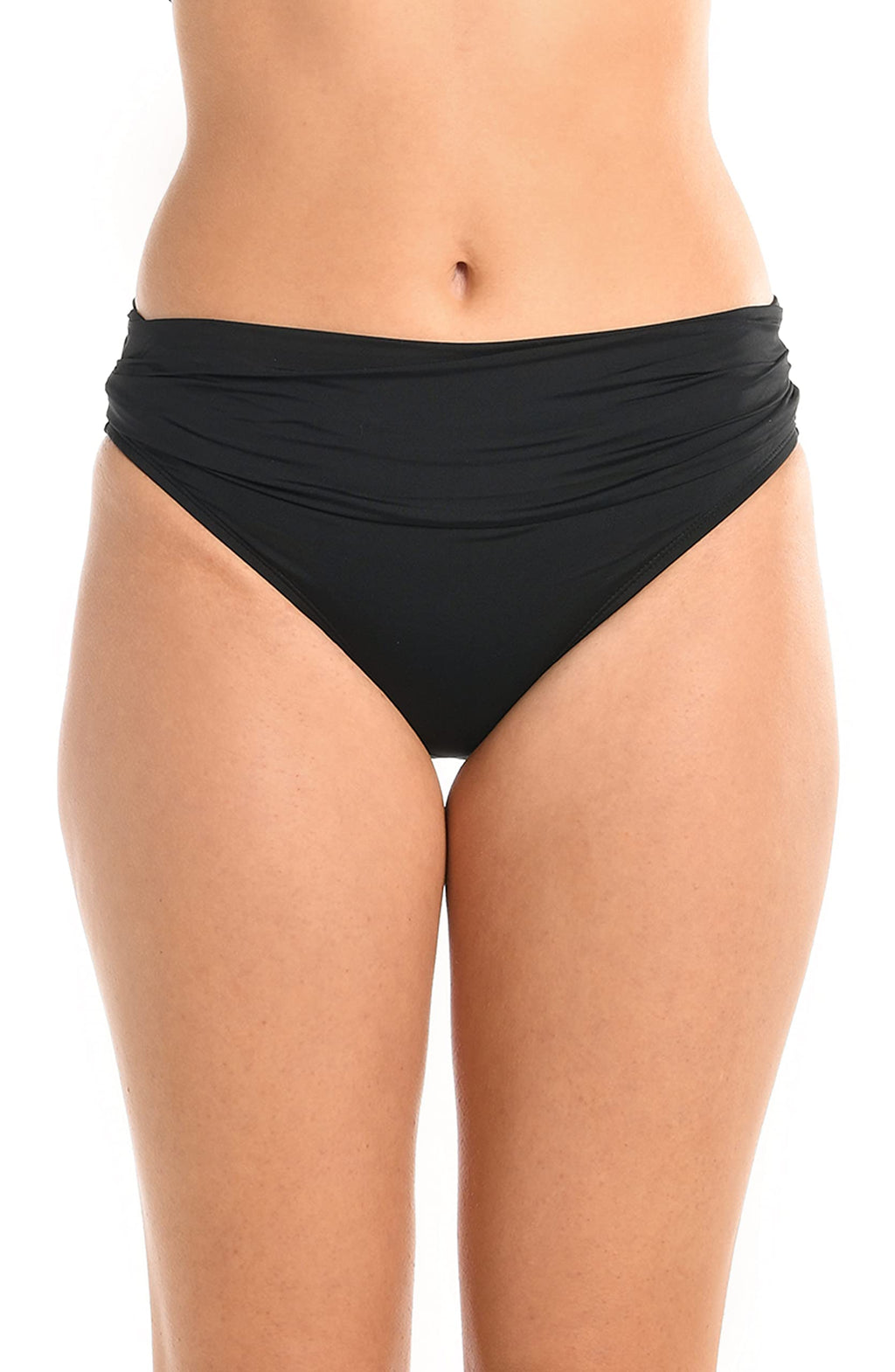 La Blanca Women's Standard Island Goddess Shirred Band Hipster Bikini Swimsuit Bottom, Black, 12
