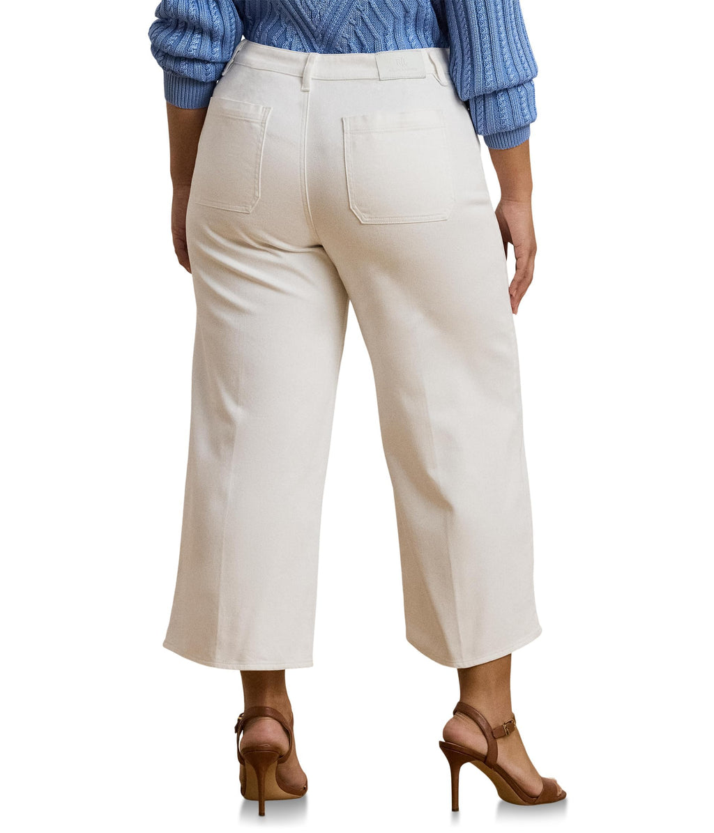 Lauren Ralph Lauren Women's Plus Size High-Rise Wide-Leg Cropped Jeans White Wash 22