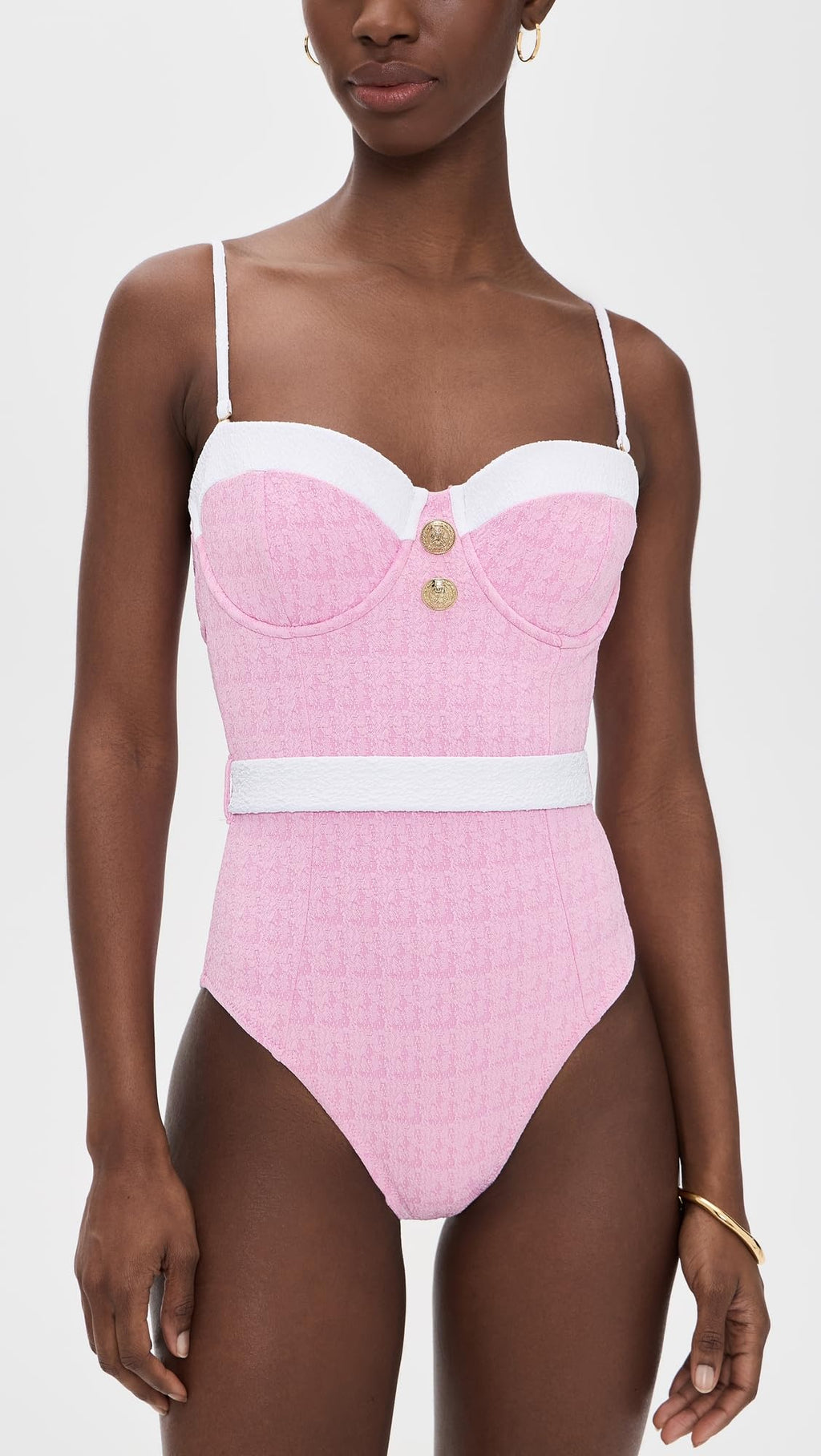L'AGENCE Women's Amie Colorblock Chic One Piece Swim Suit, Blush, M