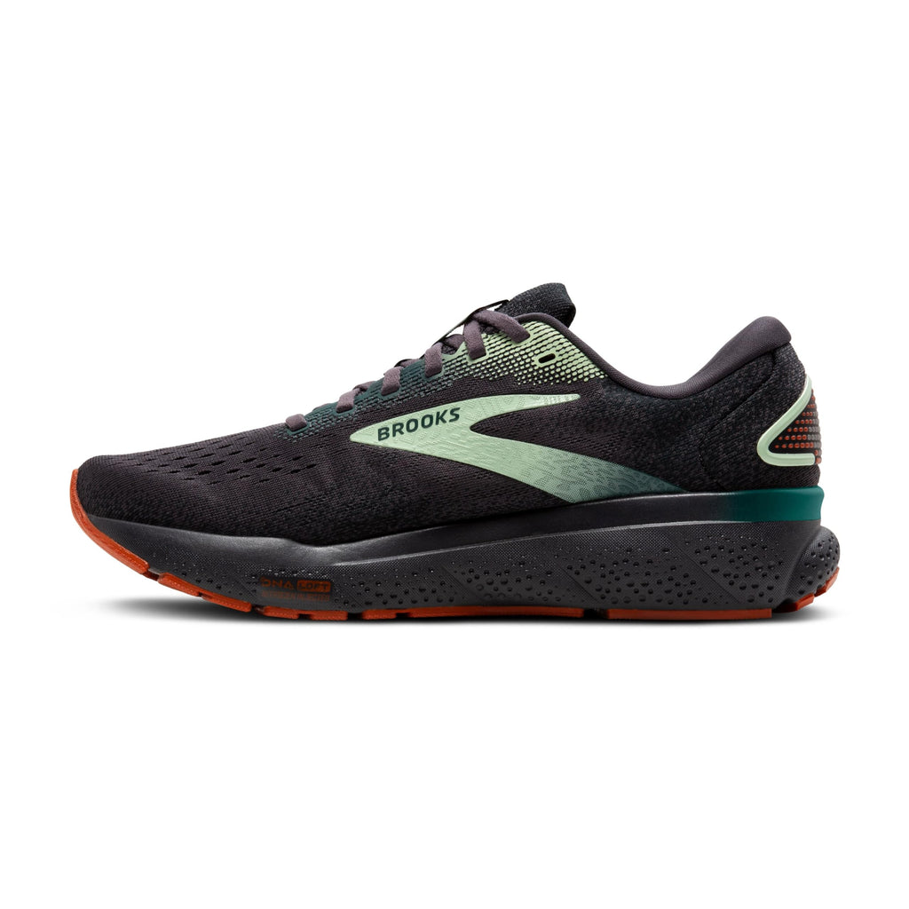 Brooks Men’s Ghost 16 Neutral Running Shoe - Blackened Pearl/June Bug/Green - 13 Medium