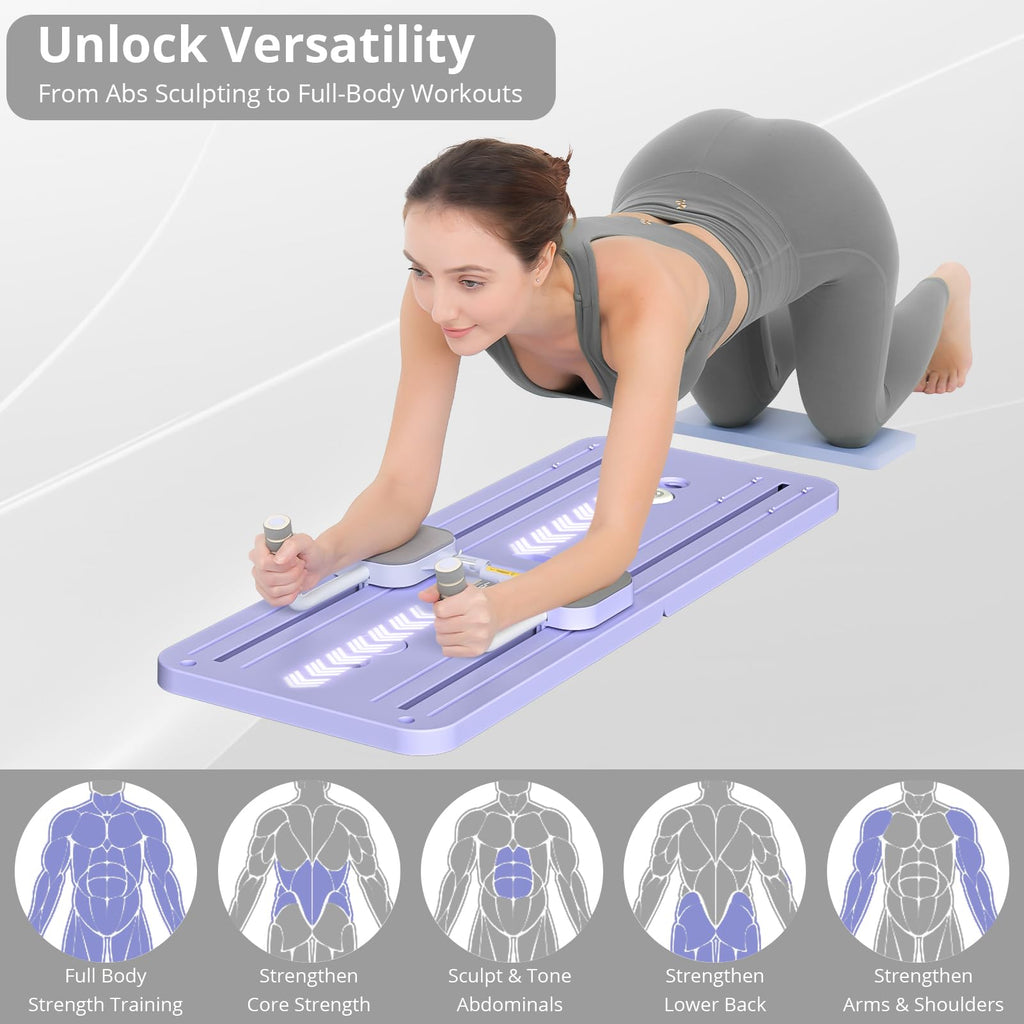 JANUA 5 in 1 Pilates Sliding Board Set, Multi-Purpose Foldable Pilates Reformer for Home, Purple
