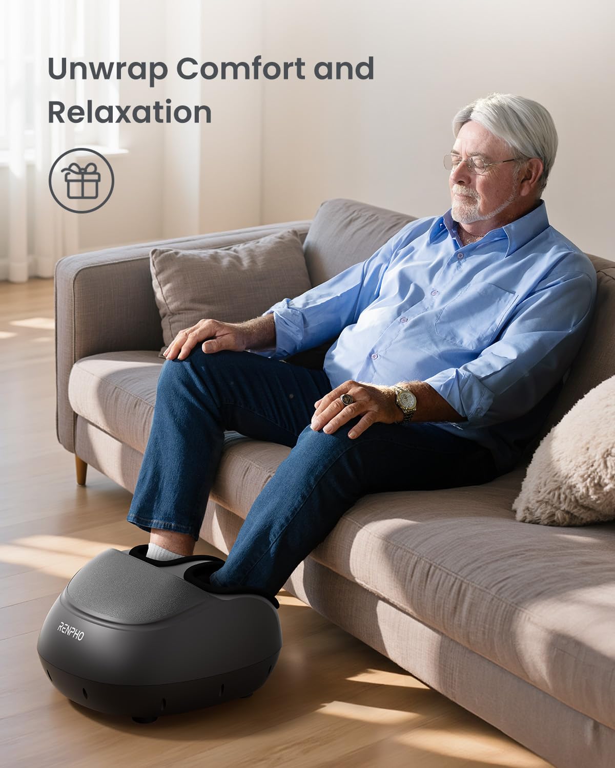 RENPHO Full Foot Massager Machine, 2026 Upgraded Shiatsu Foot Massager with Heat, FSA Eligible HSA Store Eligible, Plantar Fasciitis Massager, Birthday Gifts for Women Mom Men Dad, Fits Up to Size 12