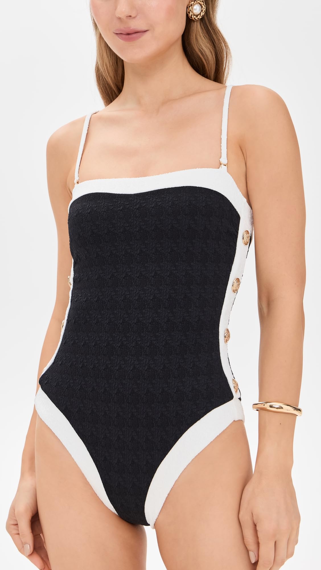 L'AGENCE Women's Tory Colorblock Chic Bandeau One Piece, Black, M
