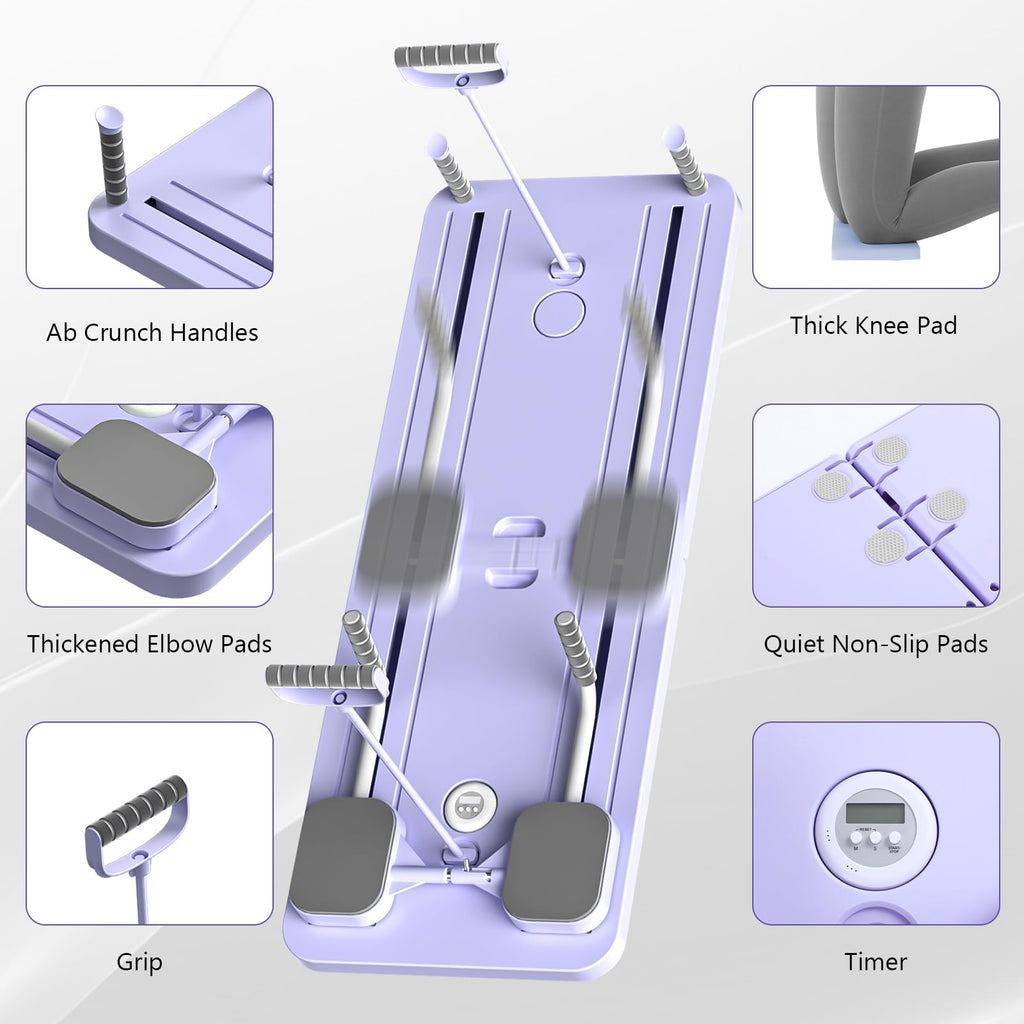 JANUA 5 in 1 Pilates Sliding Board Set, Multi-Purpose Foldable Pilates Reformer for Home, Purple