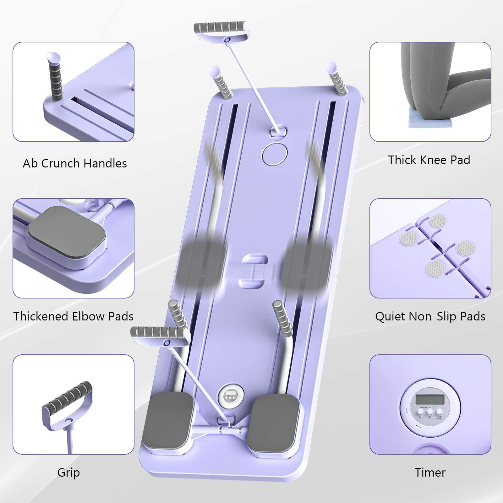 JANUA 5 in 1 Pilates Sliding Board Set, Multi-Purpose Foldable Pilates Reformer for Home, Purple