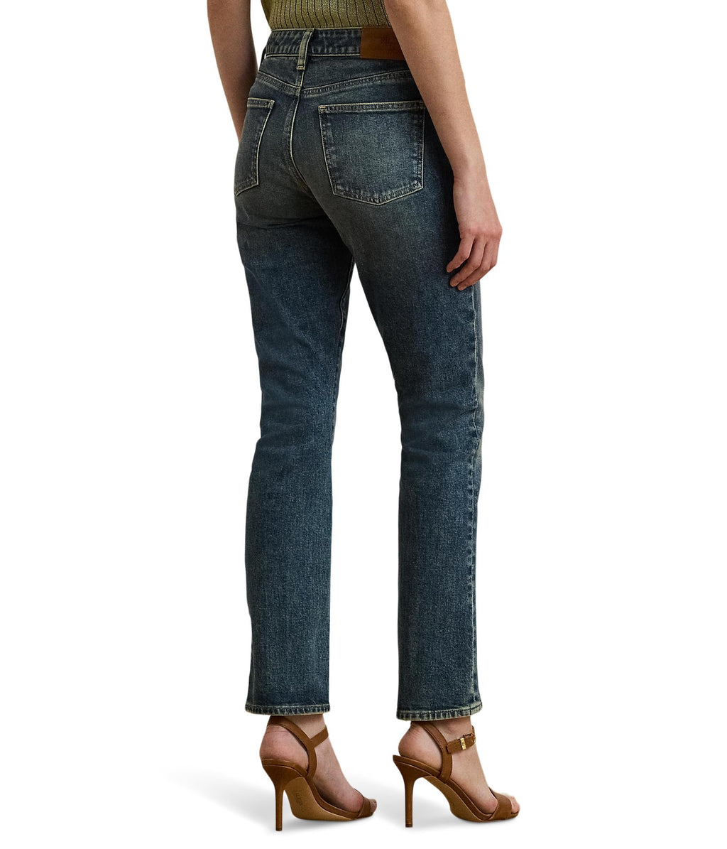 Lauren Ralph Lauren, Womens, Mid-Rise Straight Ankle Jeans, Haze Wash, Size: 12, Inseam: 28
