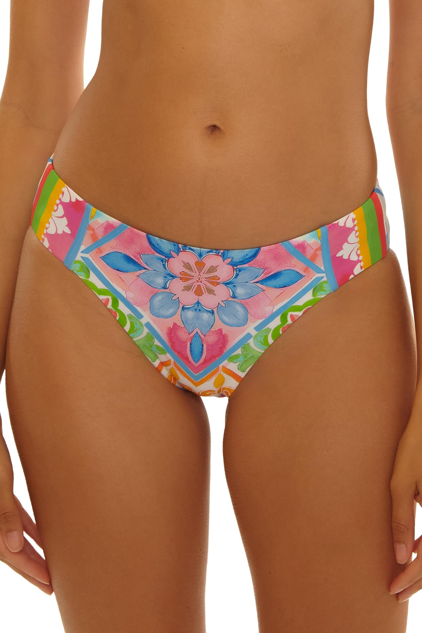 BECCA Mijas - Women's American Tab Bikini Bottom, Cheeky Coverage, Swimwear Separates for Women, Multicolor, Medium