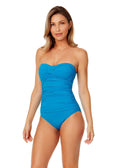 anne cole Women's Live In Color Twist Front Shirred One Piece Swimsuit